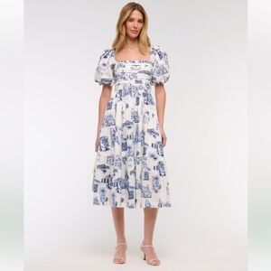 The A&F Emerson Poplin Puff Sleeve Midi Dress
